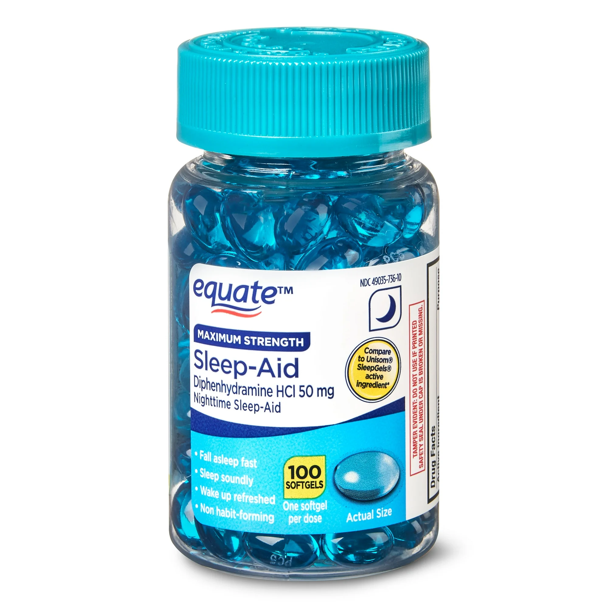 Equate Maximum Strength Nighttime Sleep-Aid Diphenhydramine HCl Sleep Support Softgels
