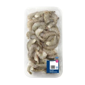 Fresh Jumbo Raw Shrimp Easy-Peel Deveined Tail-on 2lb Tray (21-25 Count per lb), Ready to Cook